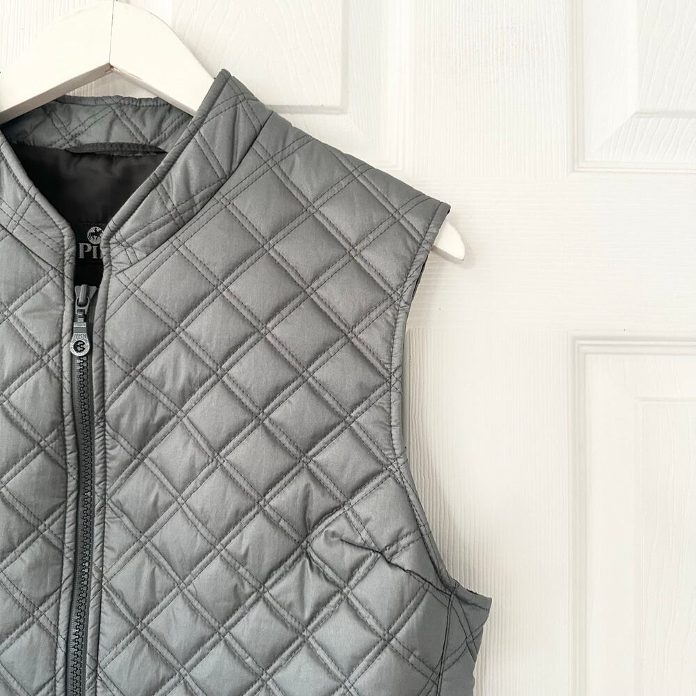 Pikeur Silver Grey Quilted Equestrian Preppy Riding Full Zip Vest Women 10 - Picture 4 of 12
